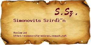 Simonovits Szirén névjegykártya